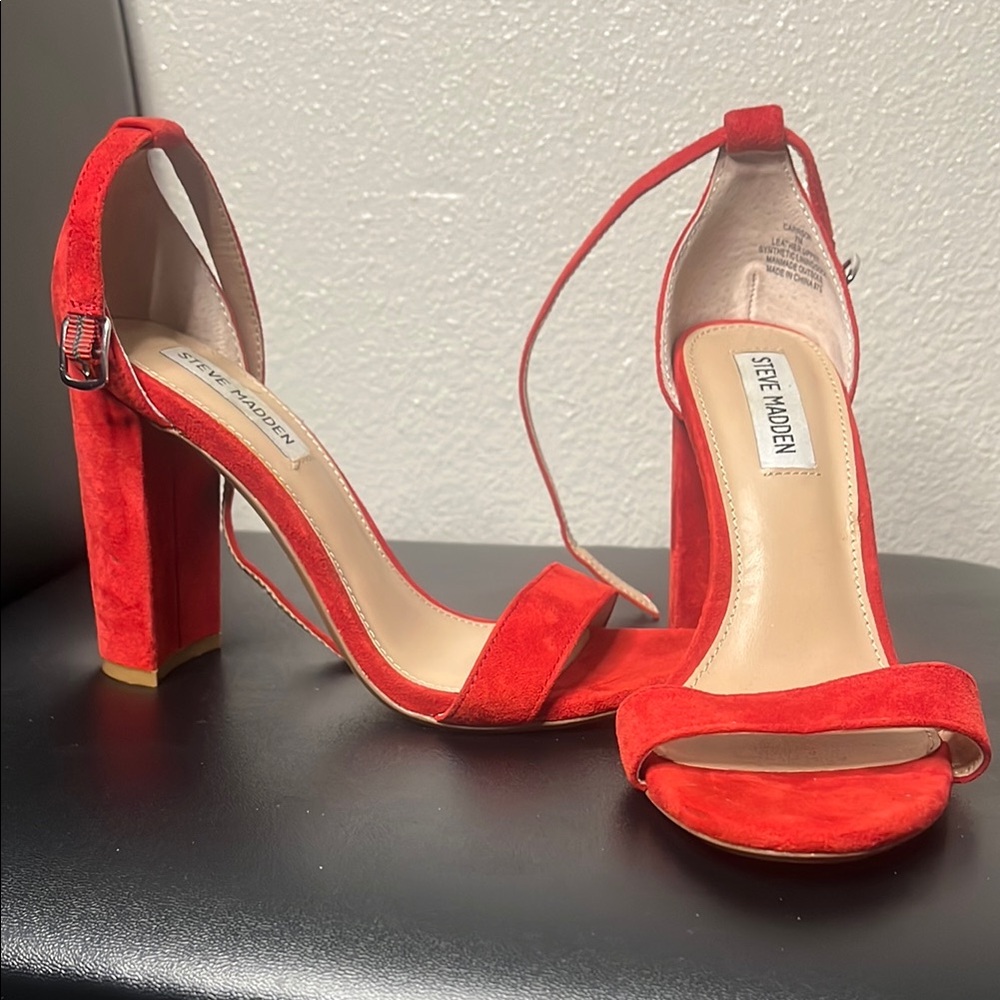 Steve Madden Red Block Heel Sandals